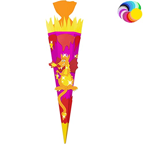 alles-meine.de GmbH Bastelset - Schultüte Farbe & Größe wählbar 70/85 / 100 cm - Drache - Farbe frei wählbar - Bastelschultüte - Zuckertüte zum selber Basteln Bemalen Bekle.. von alles-meine.de GmbH