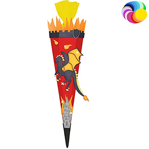 alles-meine.de GmbH Bastelset - Schultüte Farbe & Größe wählbar 70/85 / 100 cm - Drache - Farbe frei wählbar - Bastelschultüte - Zuckertüte zum selber Basteln Bemalen Bekle.. von alles-meine.de GmbH