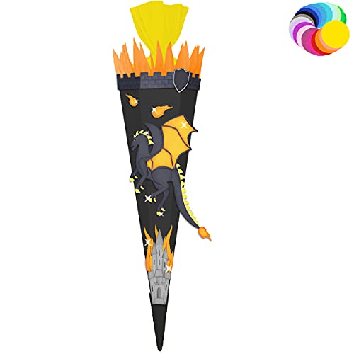 alles-meine.de GmbH Bastelset - Schultüte Farbe & Größe wählbar 70/85 / 100 cm - Drache - Farbe frei wählbar - Bastelschultüte - Zuckertüte zum selber Basteln Bemalen Bekle.. von alles-meine.de GmbH