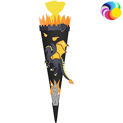 alles-meine.de GmbH Bastelset - Schultüte Farbe & Größe wählbar 70/85 / 100 cm - Drache - Farbe frei wählbar - Bastelschultüte - Zuckertüte zum selber Basteln Bemalen Bekle.. von alles-meine.de GmbH