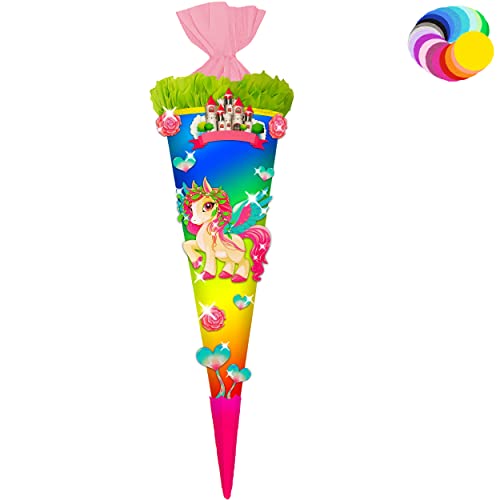 alles-meine.de GmbH Bastelset - Schultüte Farbe & Größe wählbar 70/85 / 100 cm - Einhorn/Pegasus - Farbe frei wählbar - Bastelschultüte - Zuckertüte zum selber Basteln Be.. von alles-meine.de GmbH