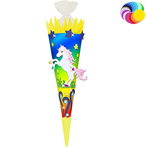 alles-meine.de GmbH Bastelset - Schultüte Farbe & Größe wählbar 70/85 / 100 cm - Einhorn - Farbe frei wählbar - Bastelschultüte - Zuckertüte zum selber Basteln Bemalen Bekl.. von alles-meine.de GmbH