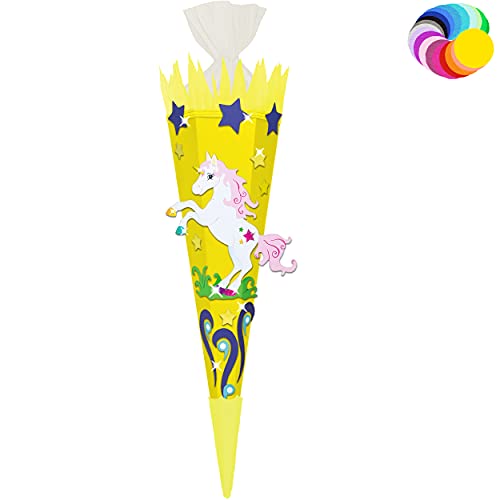 alles-meine.de GmbH Bastelset - Schultüte Farbe & Größe wählbar 70/85 / 100 cm - Einhorn - Farbe frei wählbar - Bastelschultüte - Zuckertüte zum selber Basteln Bemalen Bekl.. von alles-meine.de GmbH