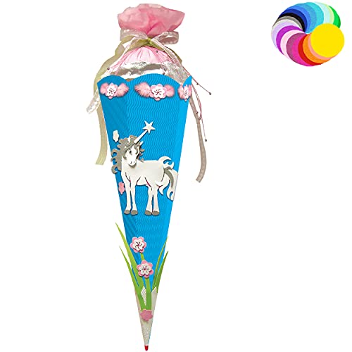 alles-meine.de GmbH Bastelset - Schultüte Farbe & Größe wählbar 70/85 / 100 cm - Einhorn - Farbe frei wählbar - Bastelschultüte - Zuckertüte zum selber Basteln Bemalen Bekl.. von alles-meine.de GmbH