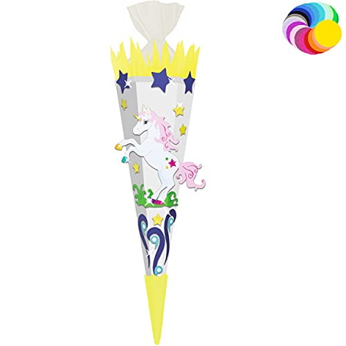alles-meine.de GmbH Bastelset - Schultüte Farbe & Größe wählbar 70/85 / 100 cm - Einhorn - Farbe frei wählbar - Bastelschultüte - Zuckertüte zum selber Basteln Bemalen Bekl.. von alles-meine.de GmbH