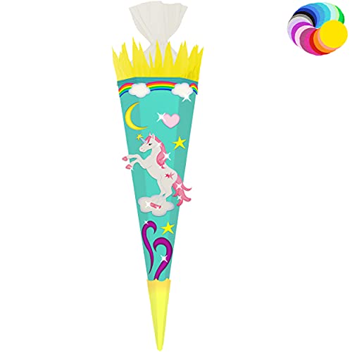 alles-meine.de GmbH Bastelset - Schultüte Farbe & Größe wählbar 70/85 / 100 cm - Einhorn - Farbe frei wählbar - Bastelschultüte - Zuckertüte zum selber Basteln Bemalen Bekl.. von alles-meine.de GmbH