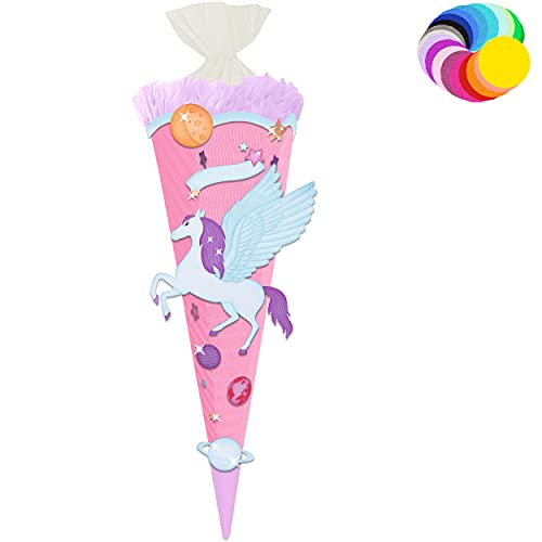 alles-meine.de GmbH Bastelset - Schultüte Farbe & Größe wählbar 70/85 / 100 cm - Einhorn - Pegasus - Farbe frei wählbar - Bastelschultüte - Zuckertüte zum selber Basteln Be.. von alles-meine.de GmbH