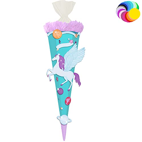 alles-meine.de GmbH Bastelset - Schultüte Farbe & Größe wählbar 70/85 / 100 cm - Einhorn - Pegasus - Farbe frei wählbar - Bastelschultüte - Zuckertüte zum selber Basteln Be.. von alles-meine.de GmbH