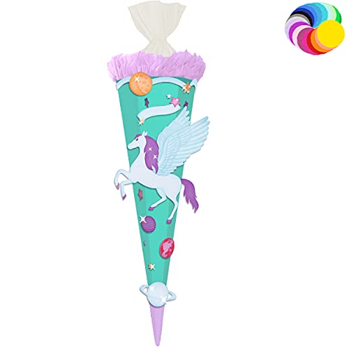 alles-meine.de GmbH Bastelset - Schultüte Farbe & Größe wählbar 70/85 / 100 cm - Einhorn - Pegasus - Farbe frei wählbar - Bastelschultüte - Zuckertüte zum selber Basteln Be.. von alles-meine.de GmbH