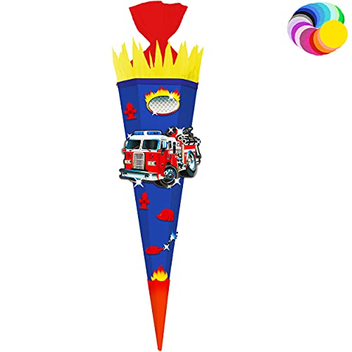 alles-meine.de GmbH Bastelset - Schultüte Farbe & Größe wählbar 70/85 / 100 cm - Feuerwehr - Farbe frei wählbar - Bastelschultüte - Zuckertüte zum selber Basteln Bemalen Be.. von alles-meine.de GmbH