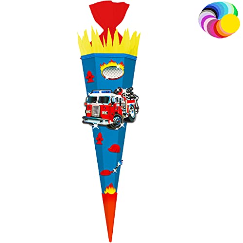alles-meine.de GmbH Bastelset - Schultüte Farbe & Größe wählbar 70/85 / 100 cm - Feuerwehr - Farbe frei wählbar - Bastelschultüte - Zuckertüte zum selber Basteln Bemalen Be.. von alles-meine.de GmbH