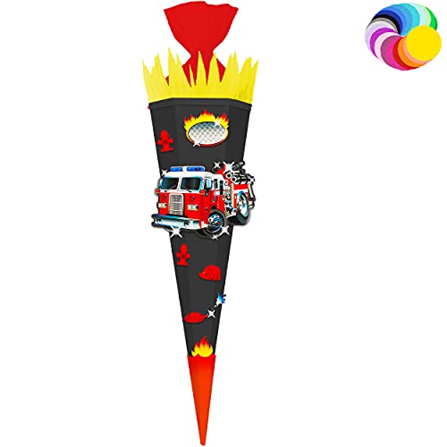 alles-meine.de GmbH Bastelset - Schultüte Farbe & Größe wählbar 70/85 / 100 cm - Feuerwehr - Farbe frei wählbar - Bastelschultüte - Zuckertüte zum selber Basteln Bemalen Be.. von alles-meine.de GmbH