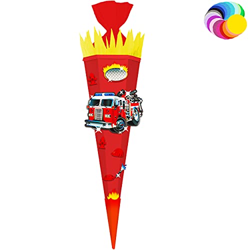alles-meine.de GmbH Bastelset - Schultüte Farbe & Größe wählbar 70/85 / 100 cm - Feuerwehr - Farbe frei wählbar - Bastelschultüte - Zuckertüte zum selber Basteln Bemalen Be.. von alles-meine.de GmbH
