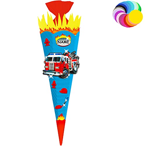 alles-meine.de GmbH Bastelset - Schultüte Farbe & Größe wählbar 70/85 / 100 cm - Feuerwehr - inkl. Name - Farbe frei wählbar - Bastelschultüte - Zuckertüte zum selber Baste.. von alles-meine.de GmbH
