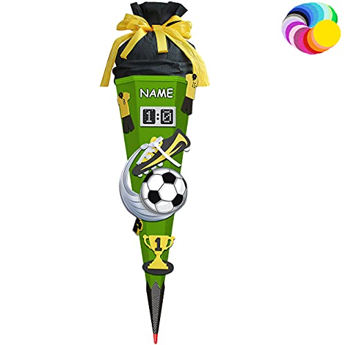 alles-meine.de GmbH Bastelset - Schultüte Farbe & Größe wählbar 70/85 / 100 cm - Fussball - inkl. Name - Farbe frei wählbar - Bastelschultüte - Zuckertüte zum selber Bastel.. von alles-meine.de GmbH