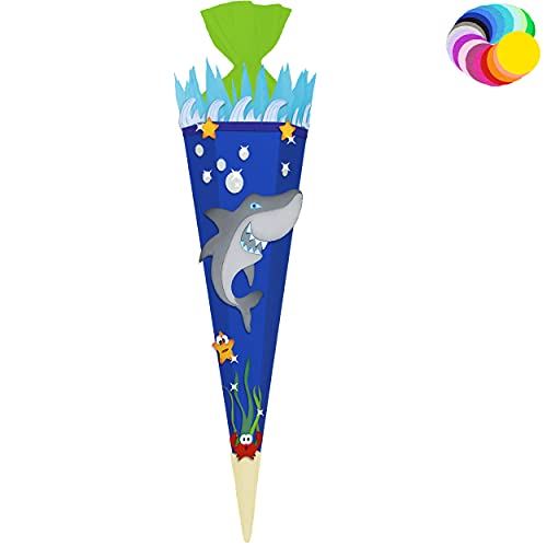 alles-meine.de GmbH Bastelset - Schultüte Farbe & Größe wählbar 70/85 / 100 cm - Hai Fisch - Farbe frei wählbar - Bastelschultüte - Zuckertüte zum selber Basteln Bemalen Be.. von alles-meine.de GmbH