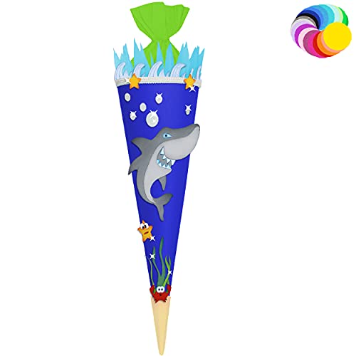 alles-meine.de GmbH Bastelset - Schultüte Farbe & Größe wählbar 70/85 / 100 cm - Hai Fisch - Farbe frei wählbar - Bastelschultüte - Zuckertüte zum selber Basteln Bemalen Be.. von alles-meine.de GmbH