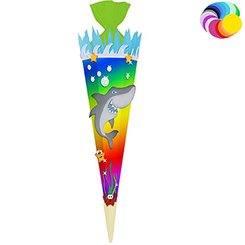alles-meine.de GmbH Bastelset - Schultüte Farbe & Größe wählbar 70/85 / 100 cm - Hai Fisch - Farbe frei wählbar - Bastelschultüte - Zuckertüte zum selber Basteln Bemalen Be.. von alles-meine.de GmbH