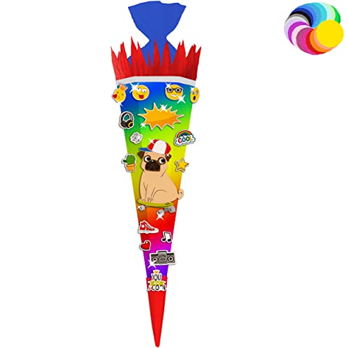 alles-meine.de GmbH Bastelset - Schultüte Farbe & Größe wählbar 70/85 / 100 cm - Hund Mops - Farbe frei wählbar - Bastelschultüte - Zuckertüte zum selber Basteln Bemalen Be.. von alles-meine.de GmbH