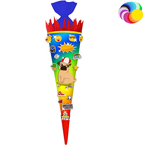 alles-meine.de GmbH Bastelset - Schultüte Farbe & Größe wählbar 70/85 / 100 cm - Hund Mops - Farbe frei wählbar - Bastelschultüte - Zuckertüte zum selber Basteln Bemalen Be.. von alles-meine.de GmbH