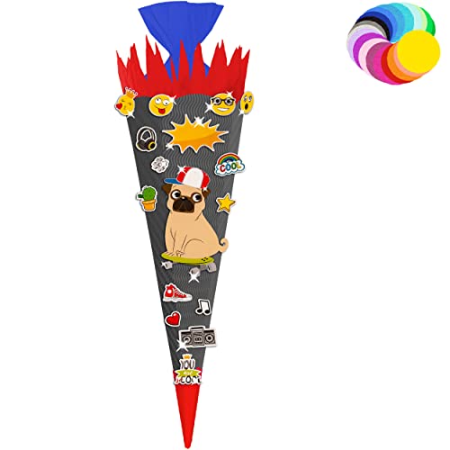 alles-meine.de GmbH Bastelset - Schultüte Farbe & Größe wählbar 70/85 / 100 cm - Hund Mops - Farbe frei wählbar - Bastelschultüte - Zuckertüte zum selber Basteln Bemalen Be.. von alles-meine.de GmbH