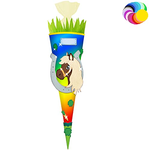 alles-meine.de GmbH Bastelset - Schultüte Farbe & Größe wählbar 70/85 / 100 cm - Pferd - Farbe frei wählbar - Bastelschultüte - Zuckertüte zum selber Basteln Bemalen Bekleb.. von alles-meine.de GmbH