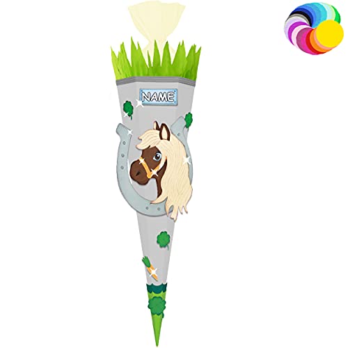 alles-meine.de GmbH Bastelset - Schultüte Farbe & Größe wählbar 70/85 / 100 cm - Pferd - inkl. Name - Farbe frei wählbar - Bastelschultüte - Zuckertüte zum selber Basteln B.. von alles-meine.de GmbH