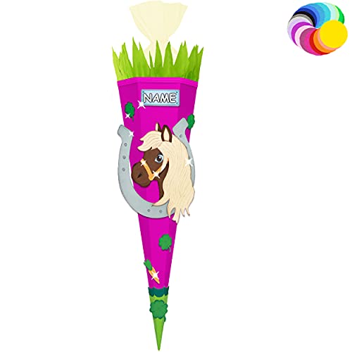alles-meine.de GmbH Bastelset - Schultüte Farbe & Größe wählbar 70/85 / 100 cm - Pferd - inkl. Name - Farbe frei wählbar - Bastelschultüte - Zuckertüte zum selber Basteln B.. von alles-meine.de GmbH