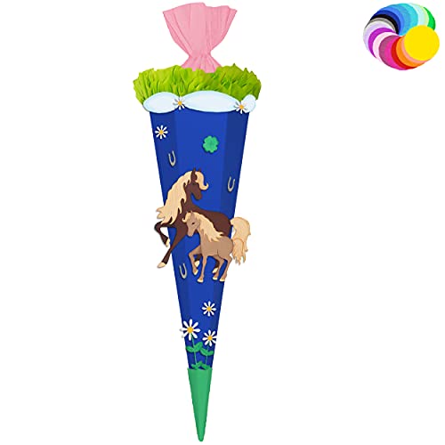 alles-meine.de GmbH Bastelset - Schultüte Farbe & Größe wählbar 70/85 / 100 cm - Pferde & Fohlen - Farbe frei wählbar - Bastelschultüte - Zuckertüte zum selber Basteln Bema.. von alles-meine.de GmbH
