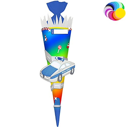 alles-meine.de GmbH Bastelset - Schultüte Farbe & Größe wählbar 70/85 / 100 cm - Polizei Auto - Farbe frei wählbar - Bastelschultüte - Zuckertüte zum selber Basteln Bemalen.. von alles-meine.de GmbH
