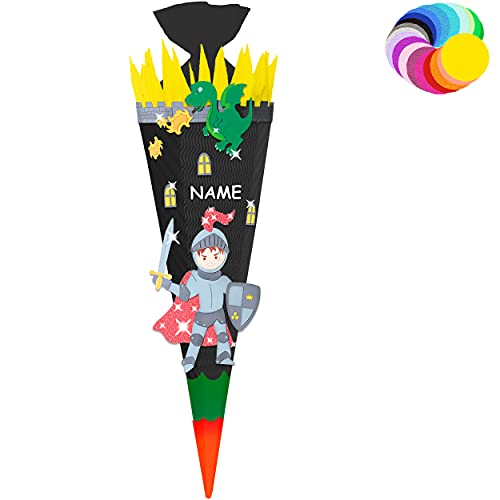 alles-meine.de GmbH Bastelset - Schultüte Farbe & Größe wählbar 70/85 / 100 cm - Ritter & Drache - inkl. Name - Farbe frei wählbar - Bastelschultüte - Zuckertüte zum selber.. von alles-meine.de GmbH