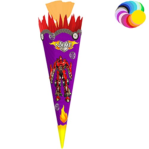 alles-meine.de GmbH Bastelset - Schultüte Farbe & Größe wählbar 70/85 / 100 cm - Roboter - Transformer - inkl. Name - Farbe frei wählbar - Bastelschultüte - Zuckertüte zum .. von alles-meine.de GmbH