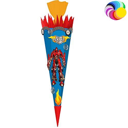 alles-meine.de GmbH Bastelset - Schultüte Farbe & Größe wählbar 70/85 / 100 cm - Roboter - Transformer - inkl. Name - Farbe frei wählbar - Bastelschultüte - Zuckertüte zum .. von alles-meine.de GmbH