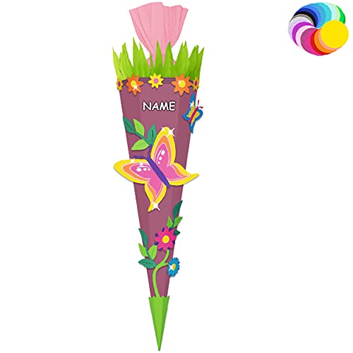 alles-meine.de GmbH Bastelset - Schultüte Farbe & Größe wählbar 70/85 / 100 cm - Schmetterling - Farbe frei wählbar - Bastelschultüte - Zuckertüte zum selber Basteln Bemale.. von alles-meine.de GmbH