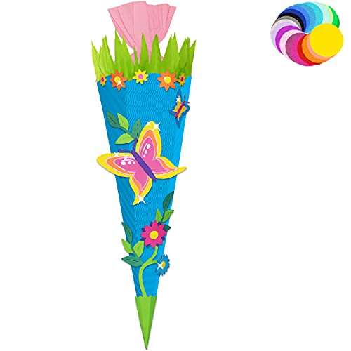 alles-meine.de GmbH Bastelset - Schultüte Farbe & Größe wählbar 70/85 / 100 cm - Schmetterling - Farbe frei wählbar - Bastelschultüte - Zuckertüte zum selber Basteln Bemale.. von alles-meine.de GmbH