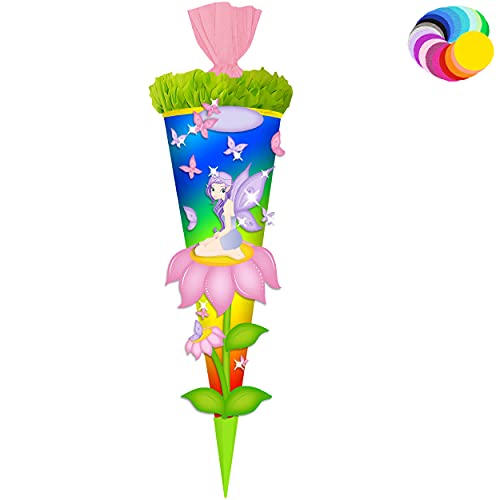 alles-meine.de GmbH Bastelset - Schultüte Farbe & Größe wählbar 70/85 / 100 cm - Schmetterlinge & Elfe - Farbe frei wählbar - Bastelschultüte - Zuckertüte zum selber Bastel.. von alles-meine.de GmbH