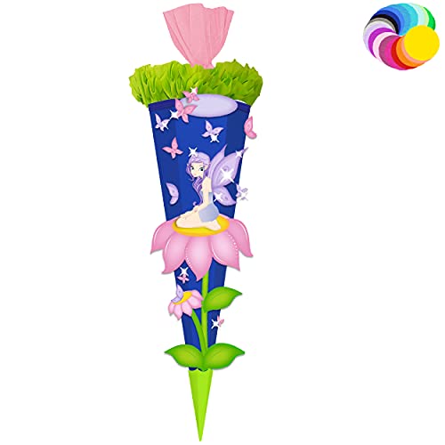 alles-meine.de GmbH Bastelset - Schultüte Farbe & Größe wählbar 70/85 / 100 cm - Schmetterlinge & Elfe - Farbe frei wählbar - Bastelschultüte - Zuckertüte zum selber Bastel.. von alles-meine.de GmbH