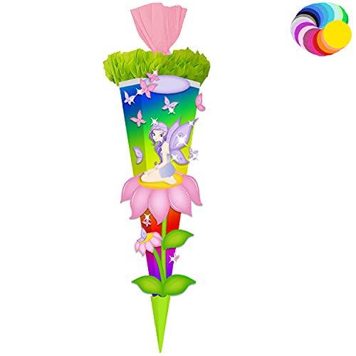 alles-meine.de GmbH Bastelset - Schultüte Farbe & Größe wählbar 70/85 / 100 cm - Schmetterlinge & Elfe - Farbe frei wählbar - Bastelschultüte - Zuckertüte zum selber Bastel.. von alles-meine.de GmbH
