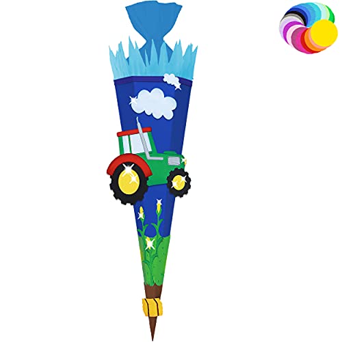 alles-meine.de GmbH Bastelset - Schultüte Farbe & Größe wählbar 70/85 / 100 cm - Traktor - Farbe frei wählbar - Bastelschultüte - Zuckertüte zum selber Basteln Bemalen Bekl.. von alles-meine.de GmbH