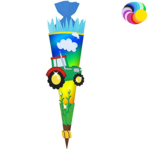 alles-meine.de GmbH Bastelset - Schultüte Farbe & Größe wählbar 70/85 / 100 cm - Traktor - Farbe frei wählbar - Bastelschultüte - Zuckertüte zum selber Basteln Bemalen Bekl.. von alles-meine.de GmbH