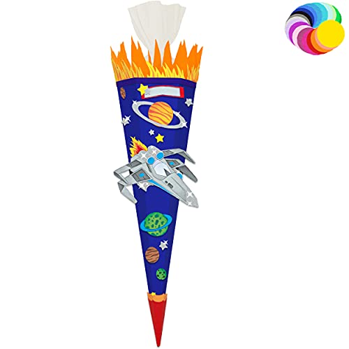 alles-meine.de GmbH Bastelset - Schultüte Farbe & Größe wählbar 70/85 / 100 cm - Weltraum & Raumschiff - Farbe frei wählbar - Bastelschultüte - Zuckertüte zum selber Bastel.. von alles-meine.de GmbH