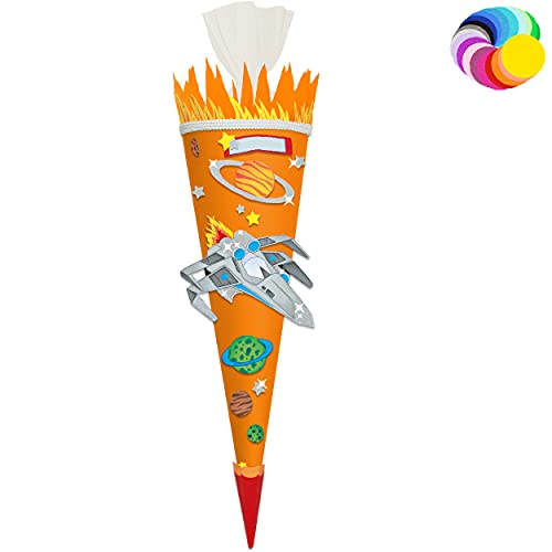 alles-meine.de GmbH Bastelset - Schultüte Farbe & Größe wählbar 70/85 / 100 cm - Weltraum & Raumschiff - Farbe frei wählbar - Bastelschultüte - Zuckertüte zum selber Bastel.. von alles-meine.de GmbH