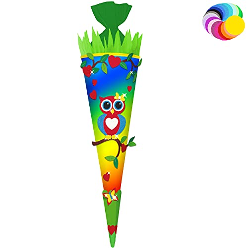 alles-meine.de GmbH Bastelset - Schultüte Farbe & Größe wählbar 70/85 / 100 cm - lustige Eule - Farbe frei wählbar - Bastelschultüte - Zuckertüte zum selber Basteln Bemalen.. von alles-meine.de GmbH