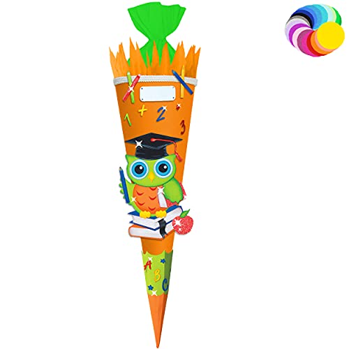 alles-meine.de GmbH Bastelset - Schultüte Farbe & Größe wählbar 70/85 / 100 cm - lustige Eule - Farbe frei wählbar - Bastelschultüte - Zuckertüte zum selber Basteln Bemalen.. von alles-meine.de GmbH