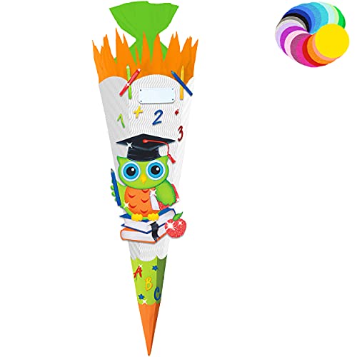 alles-meine.de GmbH Bastelset - Schultüte Farbe & Größe wählbar 70/85 / 100 cm - lustige Eule - Farbe frei wählbar - Bastelschultüte - Zuckertüte zum selber Basteln Bemalen.. von alles-meine.de GmbH