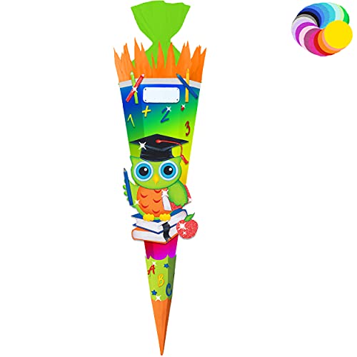alles-meine.de GmbH Bastelset - Schultüte Farbe & Größe wählbar 70/85 / 100 cm - lustige Eule - Farbe frei wählbar - Bastelschultüte - Zuckertüte zum selber Basteln Bemalen.. von alles-meine.de GmbH