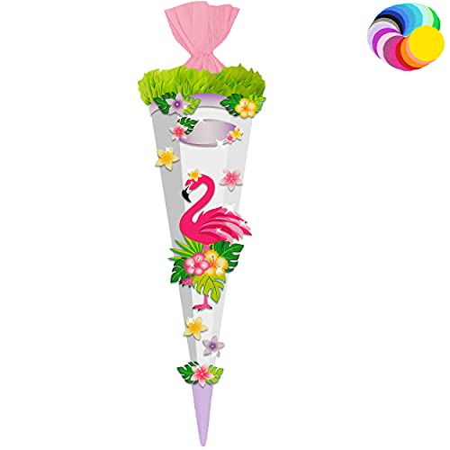 alles-meine.de GmbH Bastelset - Schultüte Farbe & Größe wählbar 70/85 / 100 cm - lustiger Flamingo - Farbe frei wählbar - Bastelschultüte - Zuckertüte zum selber Basteln Be.. von alles-meine.de GmbH
