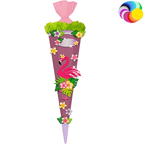 alles-meine.de GmbH Bastelset - Schultüte Farbe & Größe wählbar 70/85 / 100 cm - lustiger Flamingo - inkl. Name - Farbe frei wählbar - Bastelschultüte - Zuckertüte zum selb.. von alles-meine.de GmbH