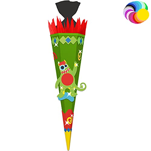 alles-meine.de GmbH Bastelset - Schultüte Farbe & Größe wählbar 70/85 / 100 cm - lustiges Monster - Farbe frei wählbar - Bastelschultüte - Zuckertüte zum selber Basteln Bem.. von alles-meine.de GmbH