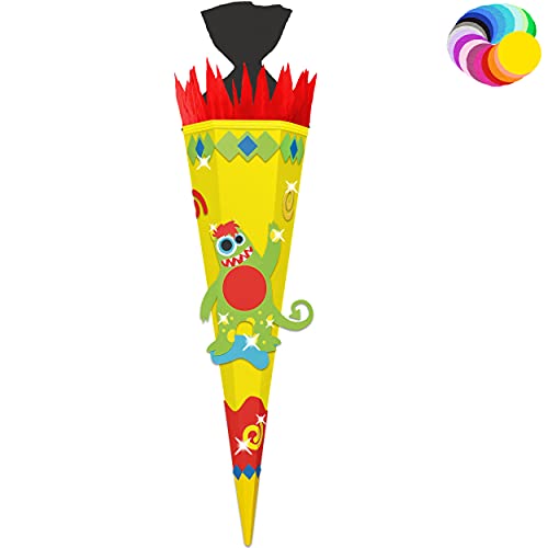 alles-meine.de GmbH Bastelset - Schultüte Farbe & Größe wählbar 70/85 / 100 cm - lustiges Monster - Farbe frei wählbar - Bastelschultüte - Zuckertüte zum selber Basteln Bem.. von alles-meine.de GmbH